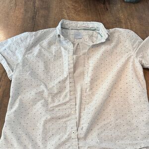 Casual White Polka Dot Button Down‎ Shirt